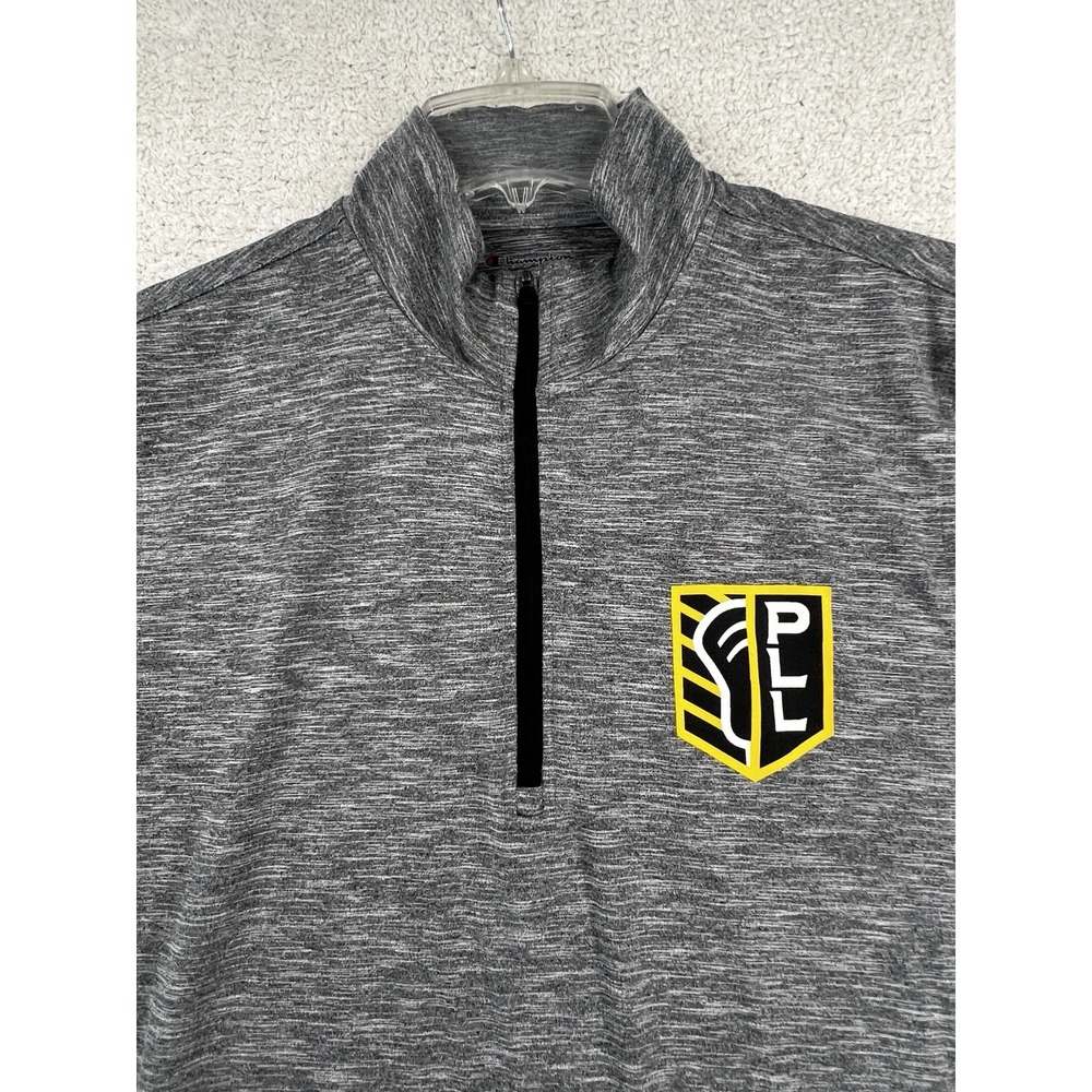 Champion Shirt Mens M Premier Lacrosse League PLL Quarter Zip Gray Long Sleeve - Picture 1 of 16